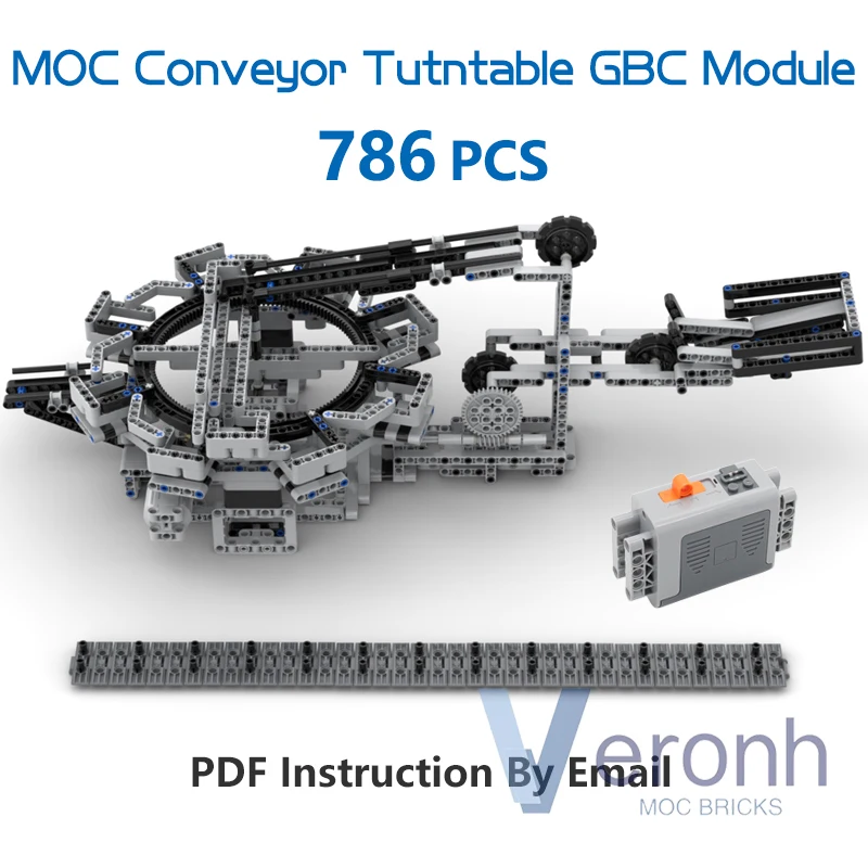 Coneyor Turntable GBC Module MOC Building Blocks Gear Rack Ball Contraption Model Set Electric High-tech Brick Kid Assembly Toys