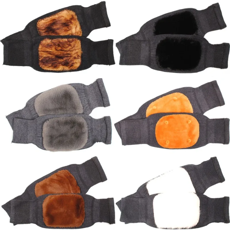 

1 Pair Imitation Cashmere Knee Pads Winter Warm Thermal Knee Warmers Thicken Double-layer Knitted Suit for Tendonitis Arthritis