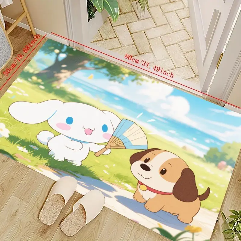 

1PC Cute Cinnamoroll & Puppy Friends Cartoon Floor Mat, 80x50cm (31.49x19.68in) Anime Kawaii Area Rug for Kids Room Bedroom Livi
