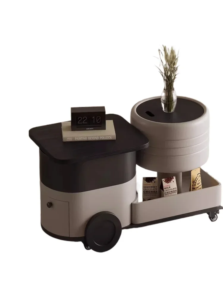 

Robot cart Italian minimalist movable side table cream style living room sofa sideboard side cabinet tea side table