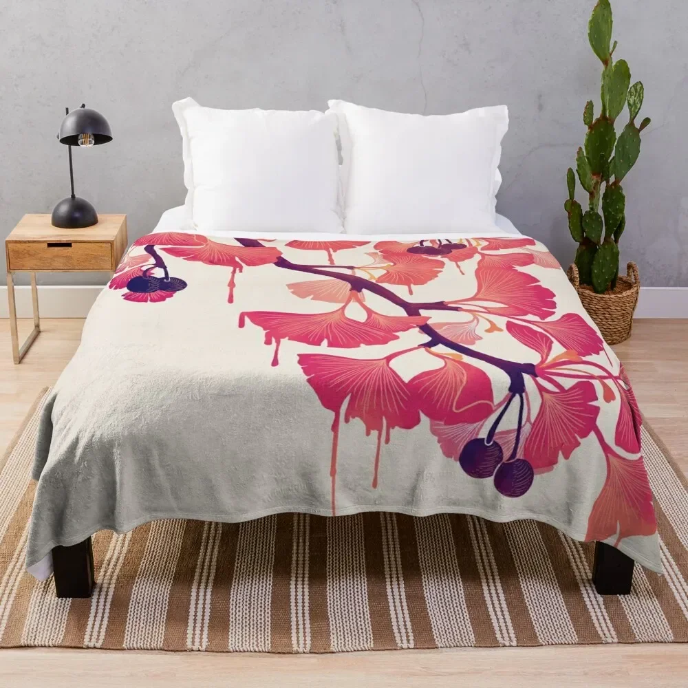 

O Ginkgo Throw Blanket Flannel Fabric decorative Hair manga Blankets