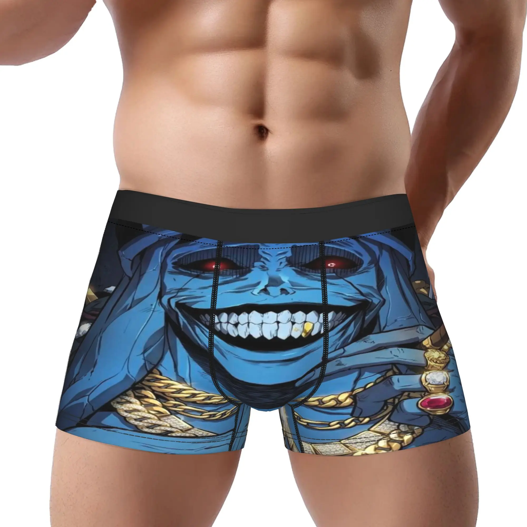Blue Skeleton Gangster Monster Character  Underpants Homme Panties Man Underwear Ventilate Shorts Boxer Briefs