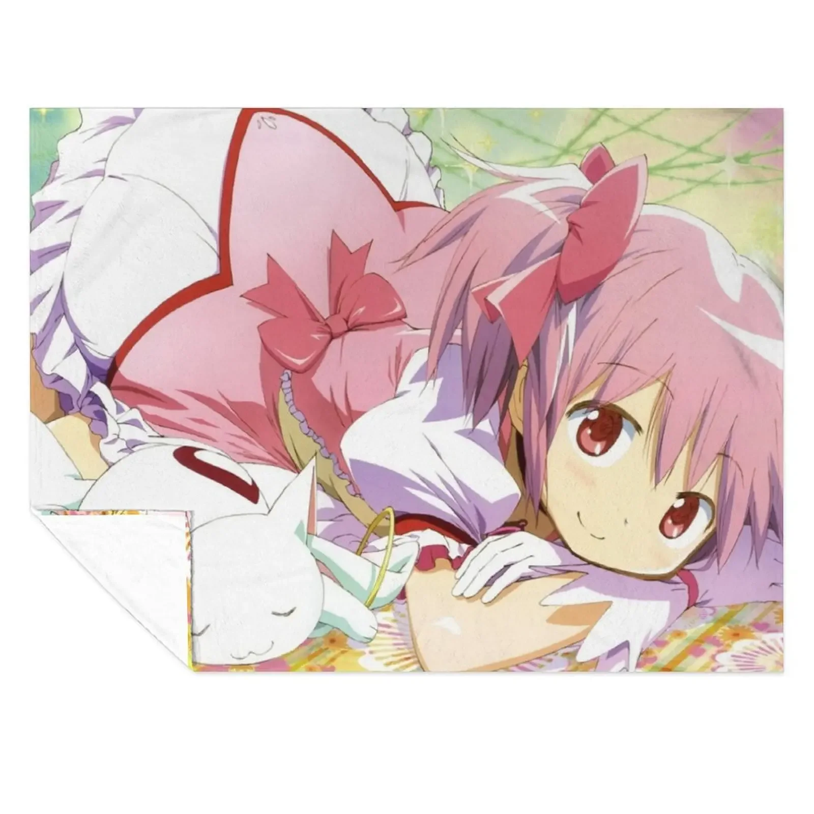

madoka magica official art Throw Blanket Tourist Flannel Fabric Custom Shaggy Blankets
