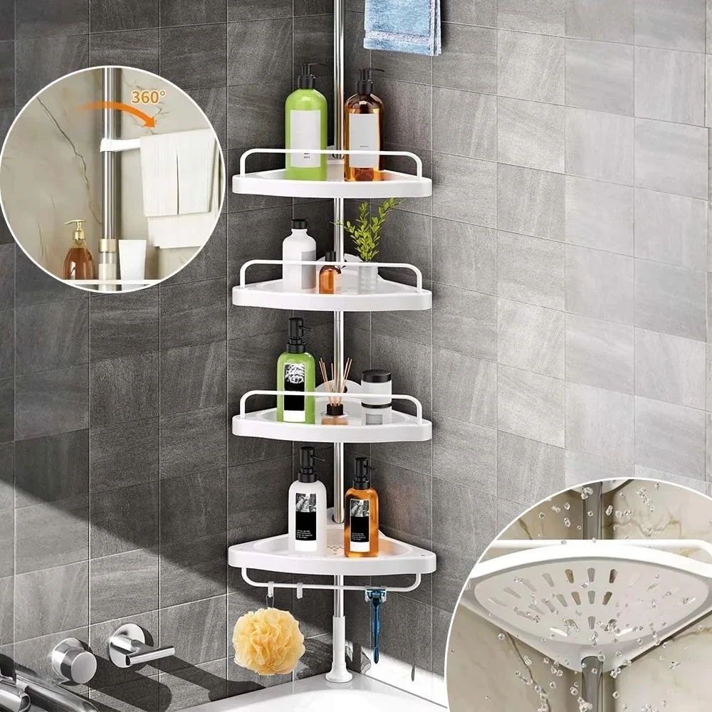 Verstellbares Badezimmerregal, 100–260 cm, teleskopischer Eck-Organizer aus Edelstahl, platzsparendes, rostfreies Design für Duschbad