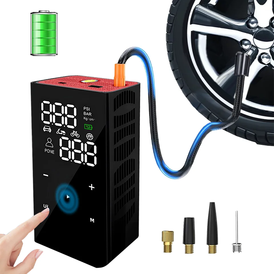 Wireless Rechargeable Car Tire Inflator, Portable Digital Air Compressor Electric Air Pump for Car Bike Motorcycle Ball