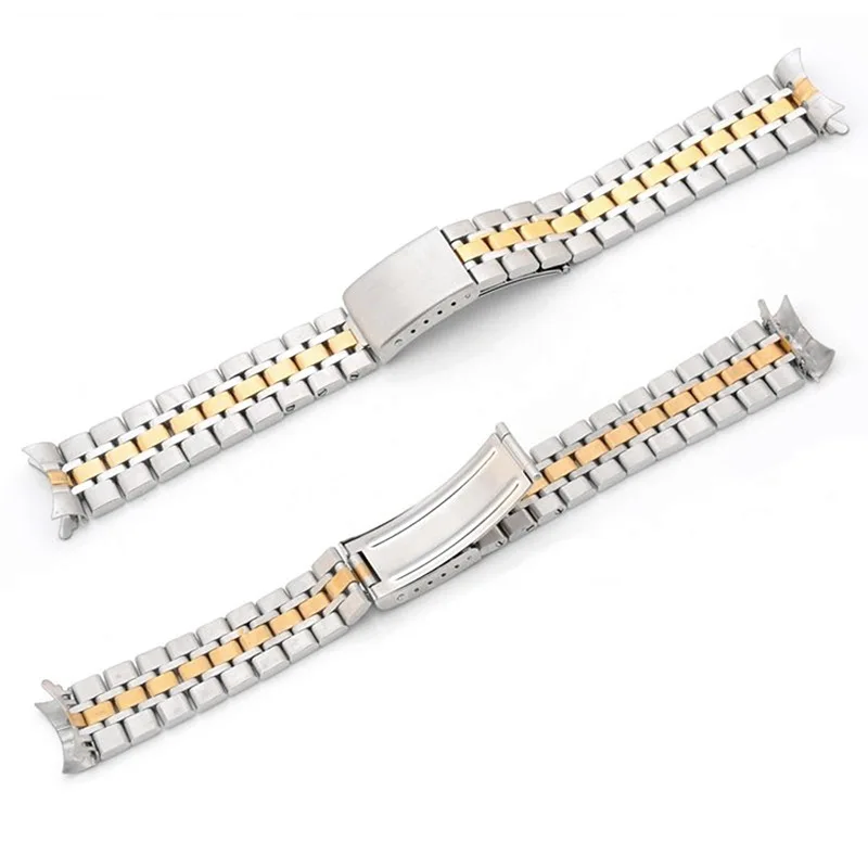Cinturino per orologio con estremità curva vintage Jubilee in acciaio inossidabile argento oro da 19 mm 20 mm adatto per orologi della serie Tudo