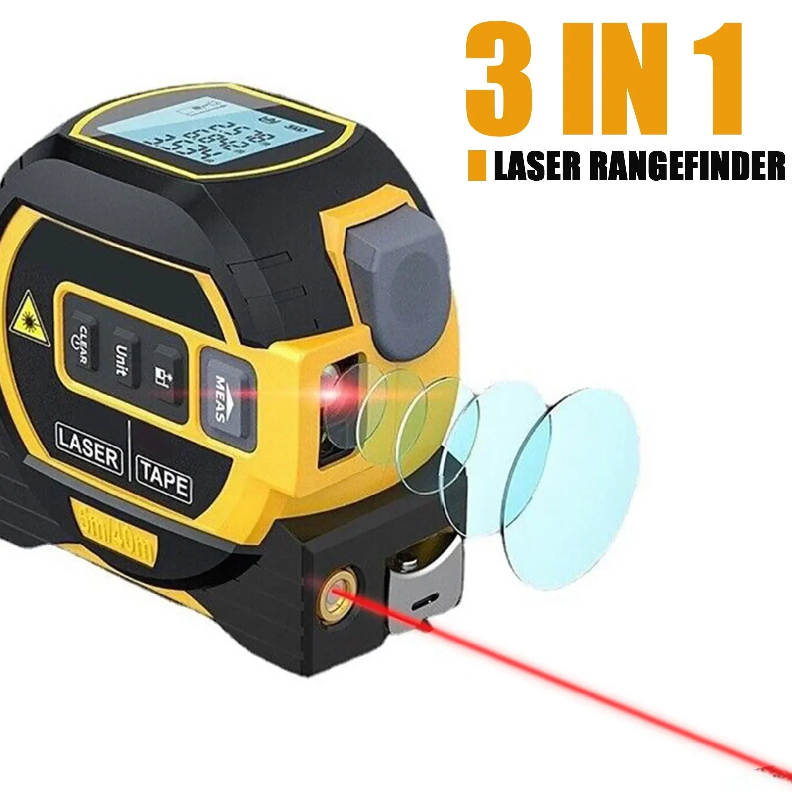 

ABS Manganese Steel Range Finder Wire Belt 3 in 1 Laser Rangefinder 5m Tape Measure Ruler Infrared 60m Range Finder Tools