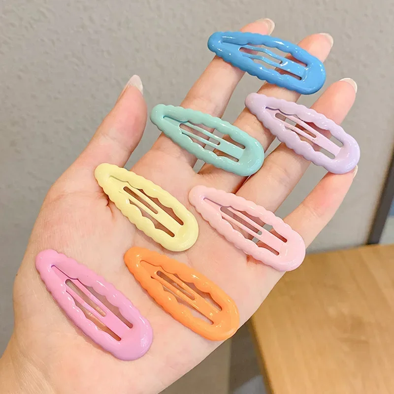 Macaroon Waterdrop Metal Baby BB Clips Girls Cute Cartoon Hair Pins Hair Clips for Kids Headwear Children Styling Tool 10 Colors