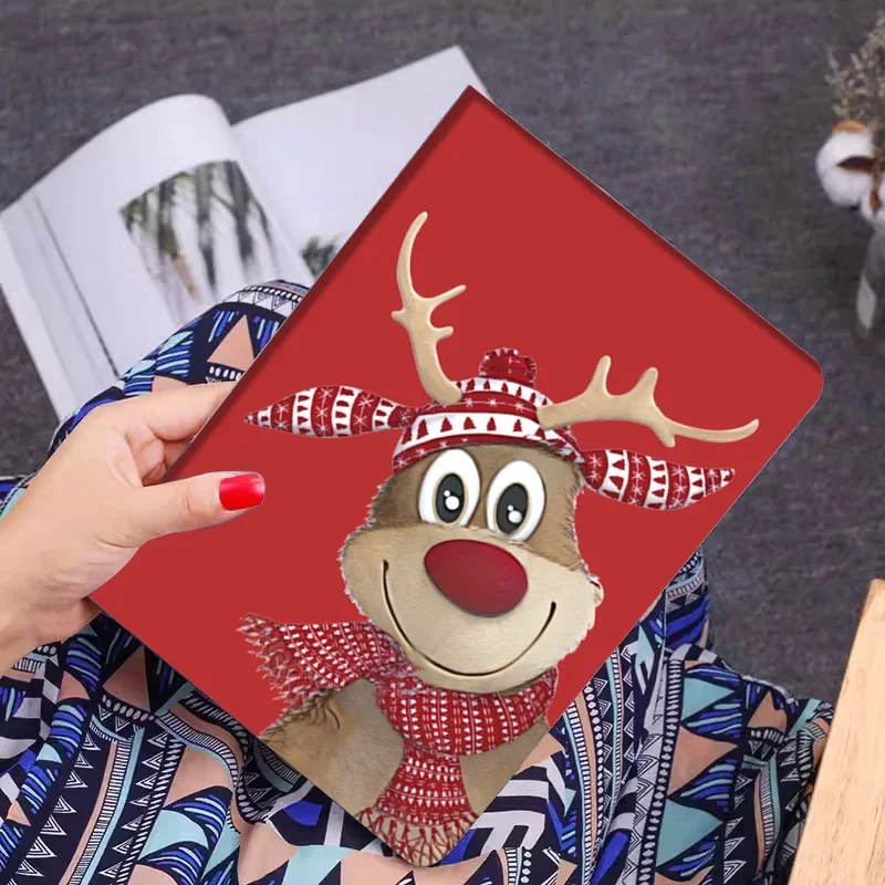 

For Funda Xiaomi Mi Pad 6 Pro 5 11 6Max 14 Case Redmi pad SE 11 10.61 8.7" Case Elk Deer Christmas Tree Grid Printed Smart Cover