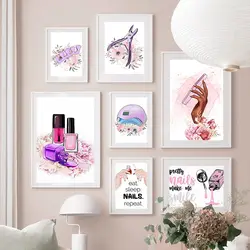 Nail Polish Manicure Eyebrow Beauty Salon Flower Wall Art Canvas Painting Nordic Posters Prints Girl Pictures For Bedroom Decor