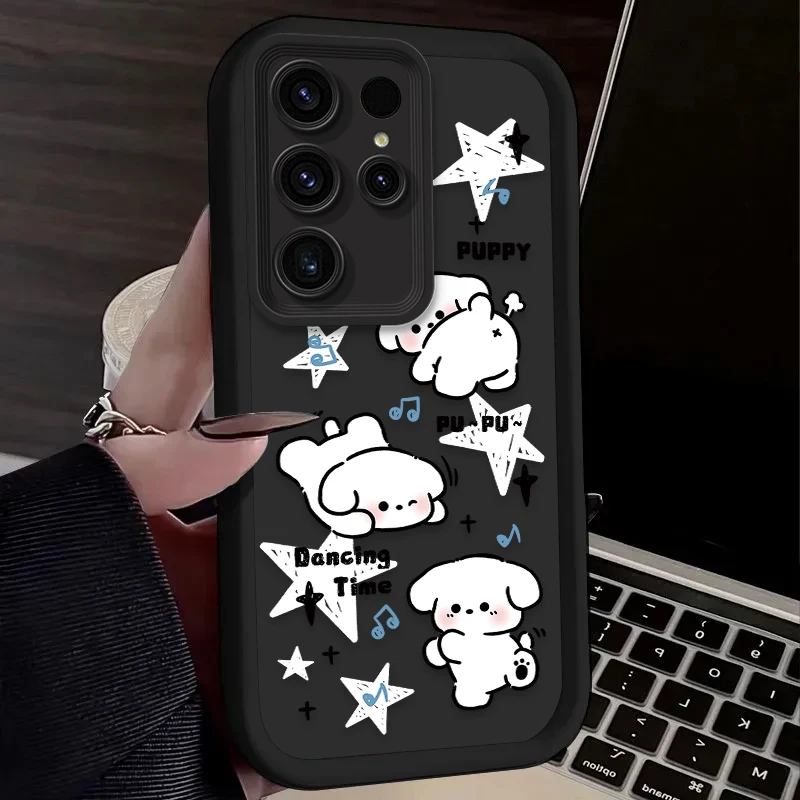 Lovely Dog Cat Case For Samsung Galaxy S24 S25 S23 Ultra S22 S21 Plus FE A36 A56 A26 A16 A06 A15 A25 A35 A55 5G  Silicone Cover
