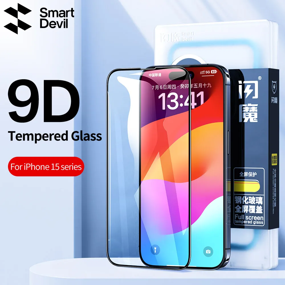 SmartDevil Full Cover Tempered Glass for iPhone 16 Pro Max 15Pro Screen Protector for iPhone 16Pro 14 Pro Max HD Anti-blue Light