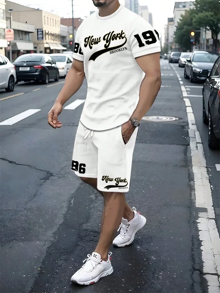 

Summer Hot Selling 3D Printed Polyester Short Sleeved T-shirt Shorts Set Fashionable Casual Breathable Set Men's Clothing