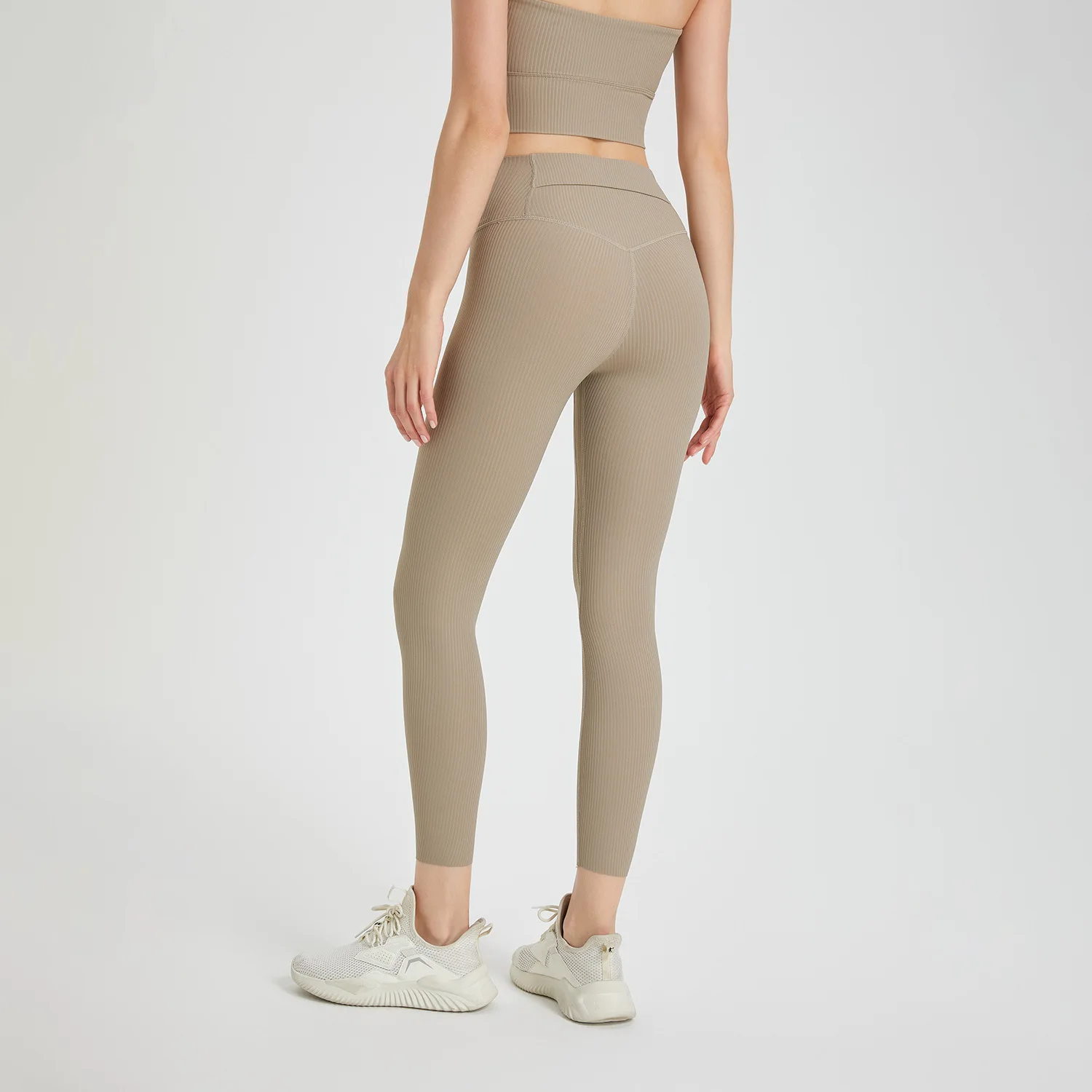 Mallas deportivas de cintura alta para mujer, pantalones de Yoga con textura a rayas, mallas elásticas para correr, levantamiento de cadera, gimnasio, Fitness