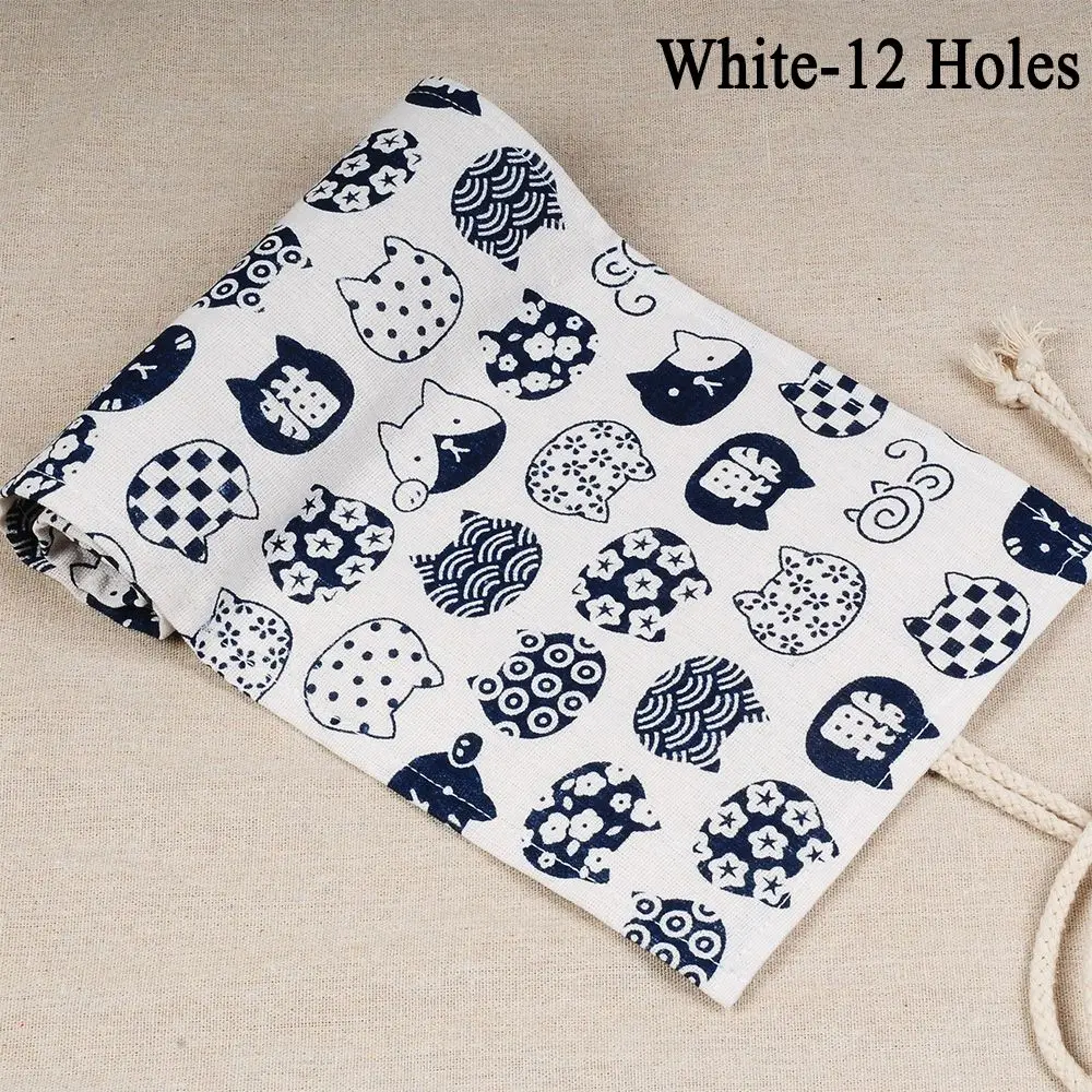 

12/24/36/48/72 Holes Large Capacity Canvas Roll Pouch Cosmetic Bags Pens Storage Box Cat Pencil Case Pen Curtain Pencil Bags