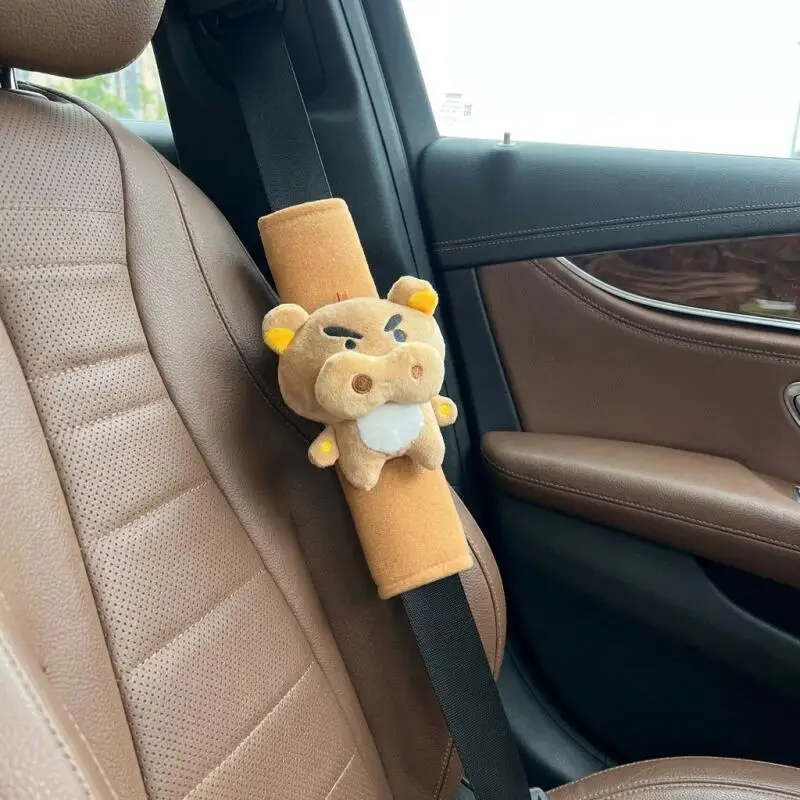 Japanese Anime Rilakkuma Brown Plush Filling Doll Seat Belt Protective Case Shoulder Straps Car Interior Decoration Friend Gifts