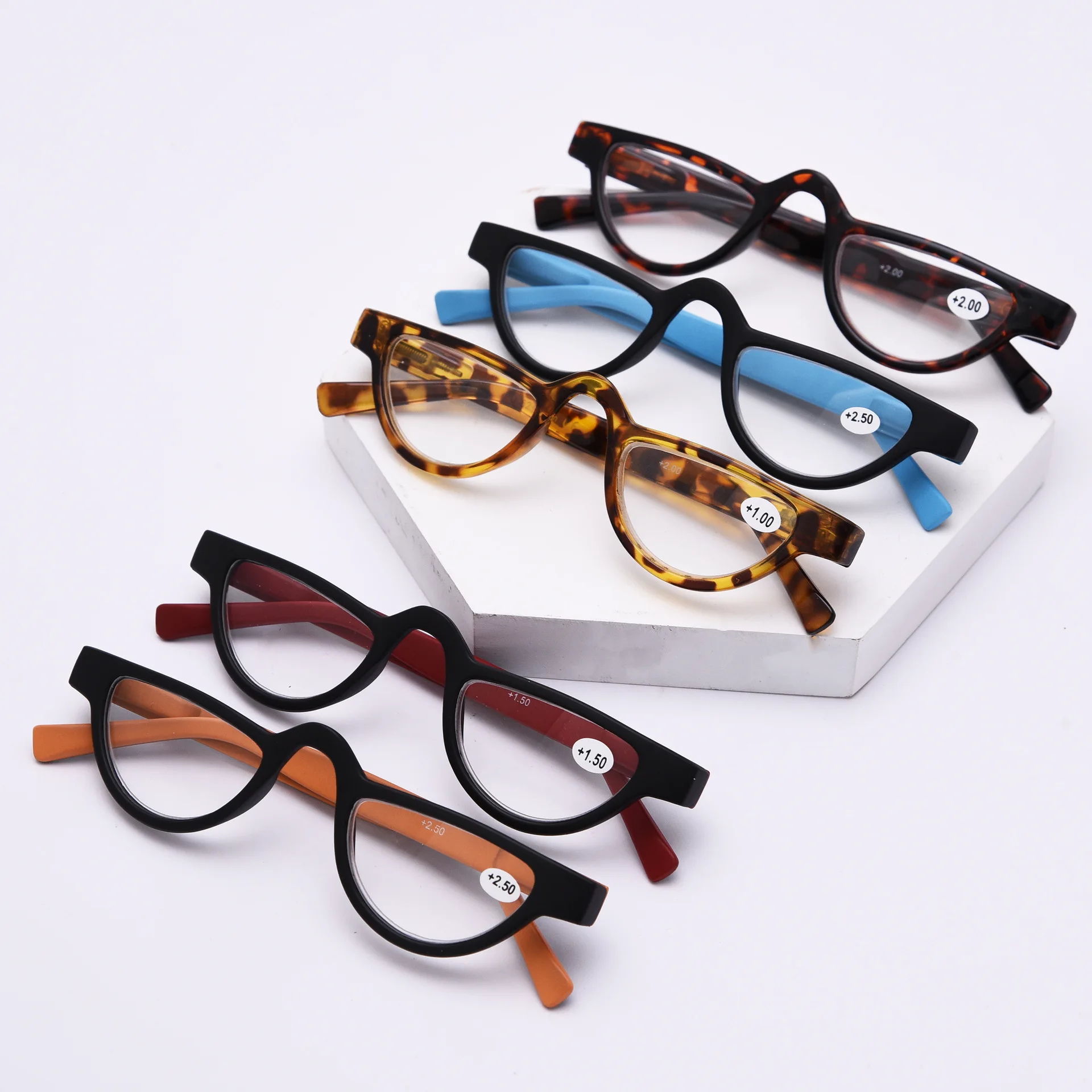 Gafas de lectura ultraligeras de medio marco para hombres y mujeres, gafas ópticas para presbicia, gafas de lectura Unisex, dioptrías + 1,0 a + 3,5