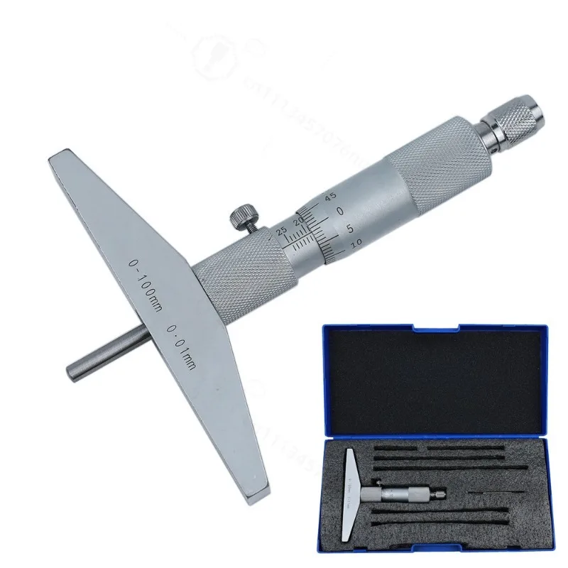 0-50mm Ball Depth Micrometer Round Rod Mechanical Depth Gauge Hole Depth Measuring Tool Industrial Precision Machining Caliper
