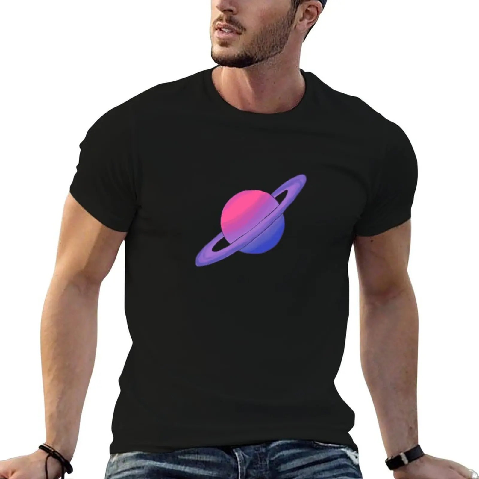 LGBT pride planet: Bi Flag T-Shirt sweat funny shirt cotton clothing for men