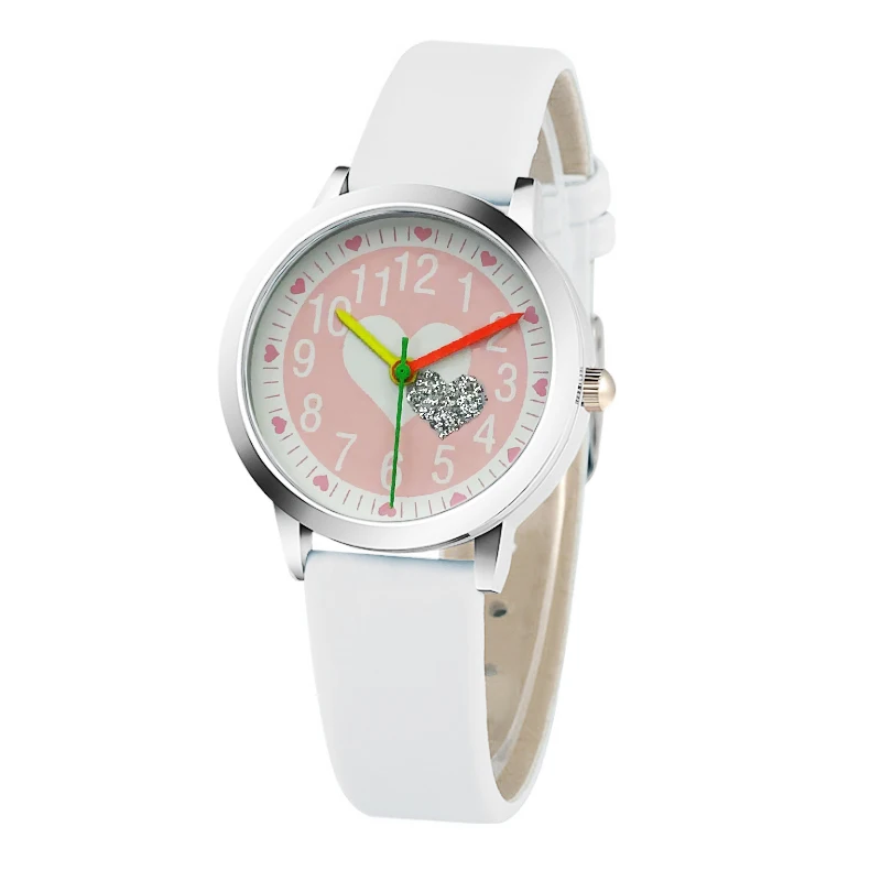 New kid Watch Leisure Glow Quartz Dial Display Leather Black Red Sky Blue Boys and Girls Children's Clock