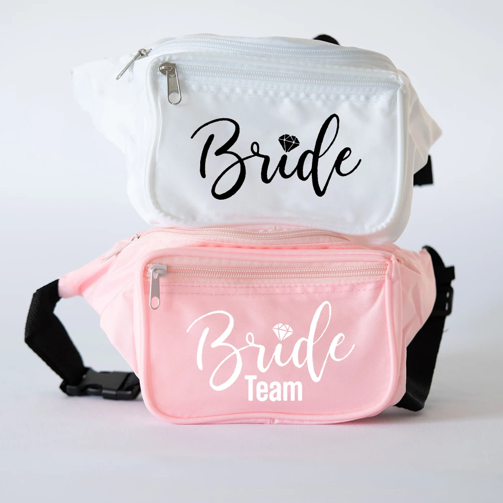 

Team Bride Print Waist Bag Bridesmaid Fanny Pack Zipper Chest Bag Bachelorette Party Bag Shoulder Purse Belly Hip Bum Bags Gifts