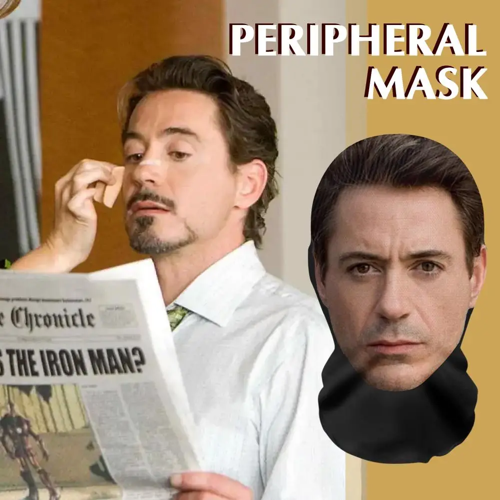 New Iron Man 3D Printed Full Face Visual Mask Realistic Celebrity Performer Face Mask Props Costume For Party Supplies Cosplay