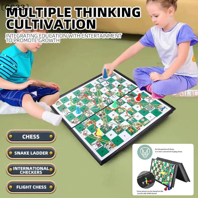 

Настольная складная доска для игры в лестницу-змейку и шахматы, портативная семейная шахматная доска〔CC33〕