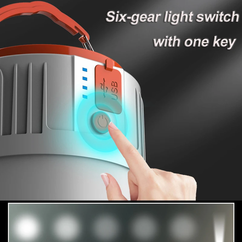 Powerful Solar Light Energy-Saving Bulb Night Market Lamp Mobile Outdoor Portable Camping Power Emergency Lamp Built-in Battery