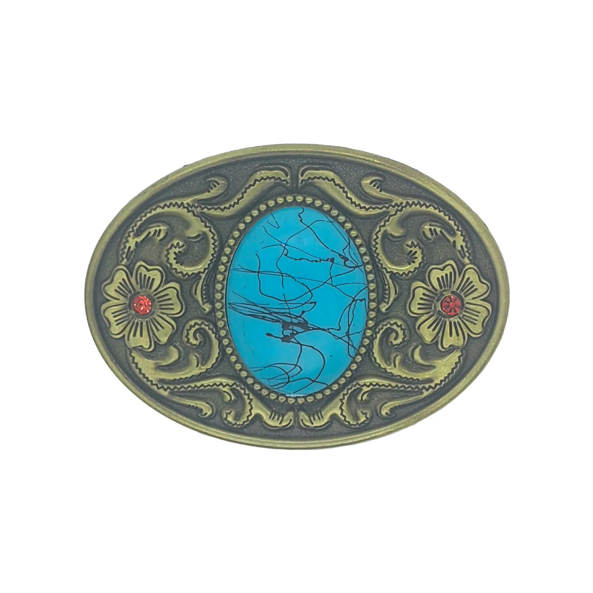 New Tangzao pattern agate blue turquoise belt buckle head - Western cowboy fashion belt buckle head