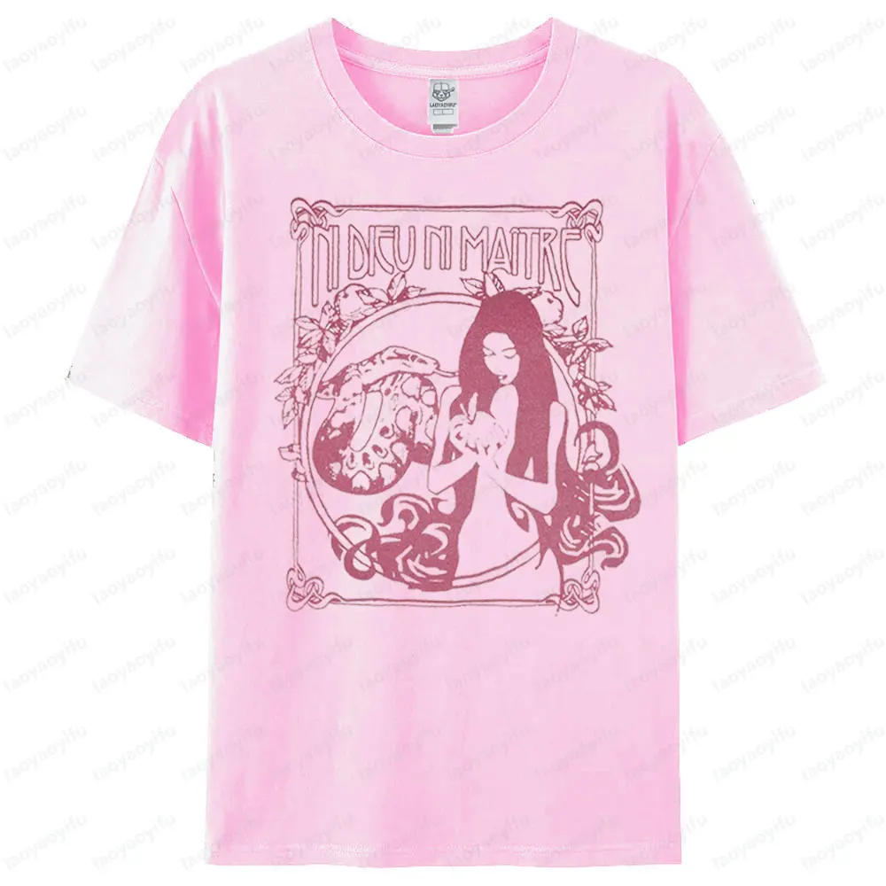 قميص Ni Dieu Ni Maître Eve Lilith Garden of Eden Art Nouveau Style قميص نسائي تي شيرت نسائي جماليات تي شيرت صيفي قطني