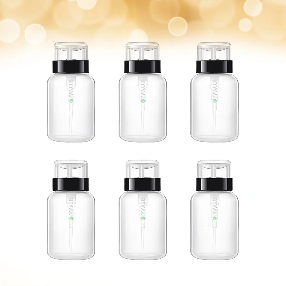 

6pcs 200Ml Plastic Lockable Nail Polish Remover Press Pumping Bottle Subpackage Toner Travel Size Liquid Storage Dispenser