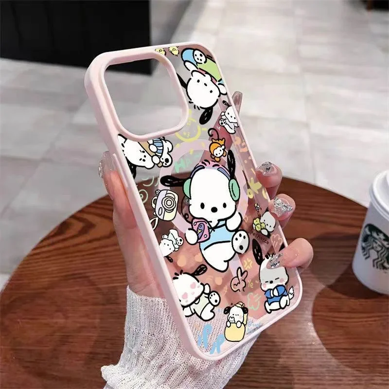 

Pochacco Magnetic Phone Case for IPhone 16 Pro Max 16 Pro Cute Acrylic Case Apple 15 Pro 14 Plus IPhone 13/12 Shockproof Cover
