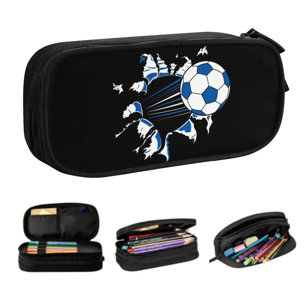 Custom Soccer Goalie Pencil Case for Boys Gilrs Large Storage Football Sport Pen Bag Box Stationery