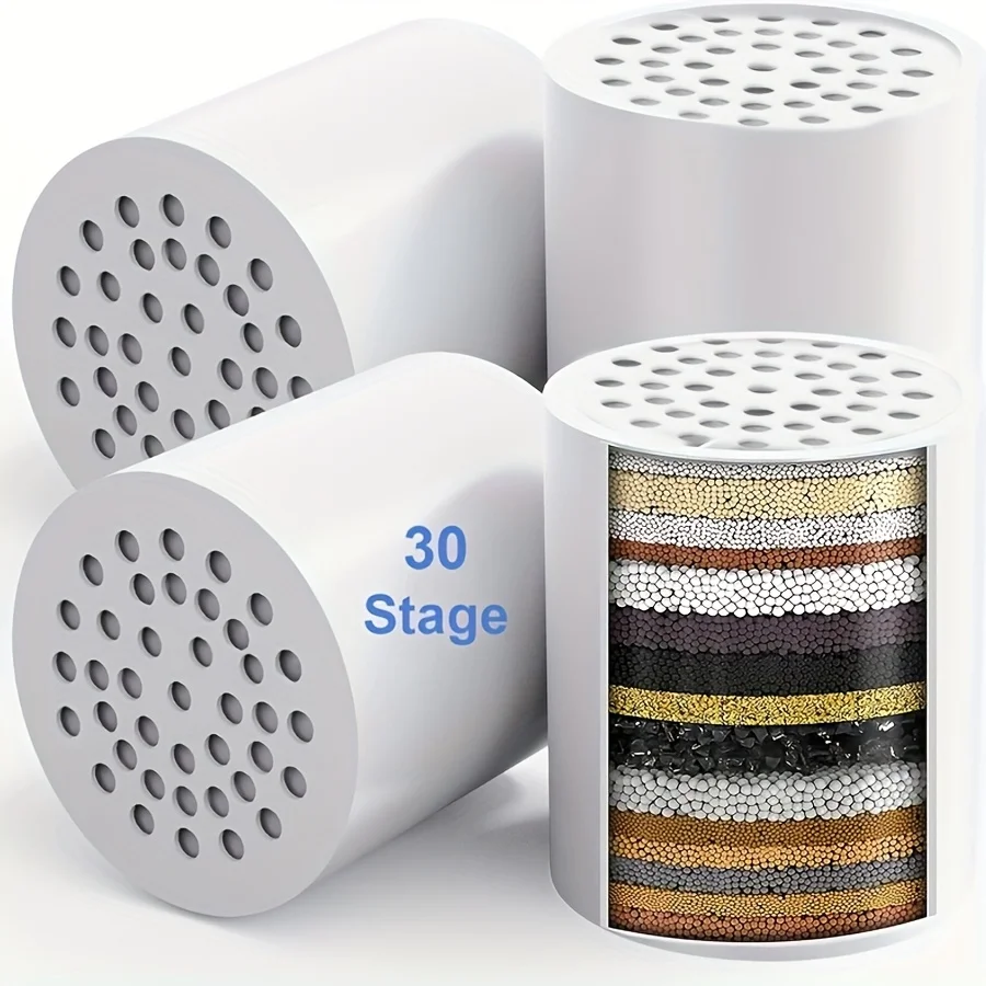 

4 universal replacement core hard water purifiers with 30 level shower filters to remove chlorine and heavy metals
