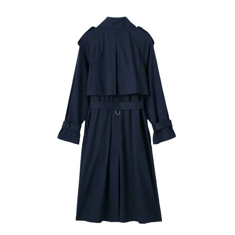 Spring Autumn New Outerwears Women Trenchcoat With Belt Long Jacket British Double Breasted Windbreaker Navy Lapel Causal Coats