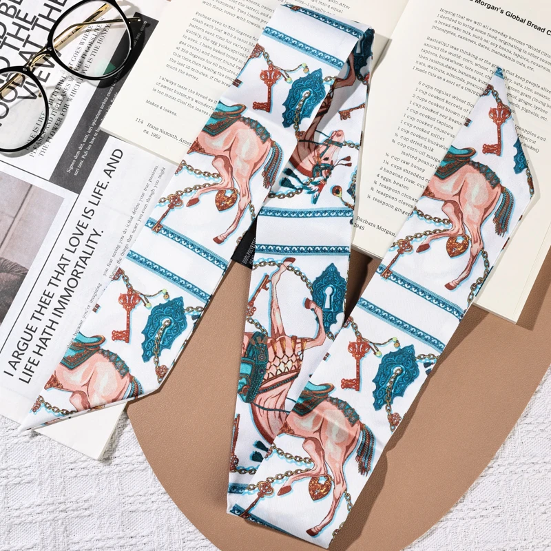 

Women’s Silk Scarf Ribbon Headband Hair Tie Long Bag Strap Wrap Neck Accessory Multiuse Printed Fashion Daily Scarf