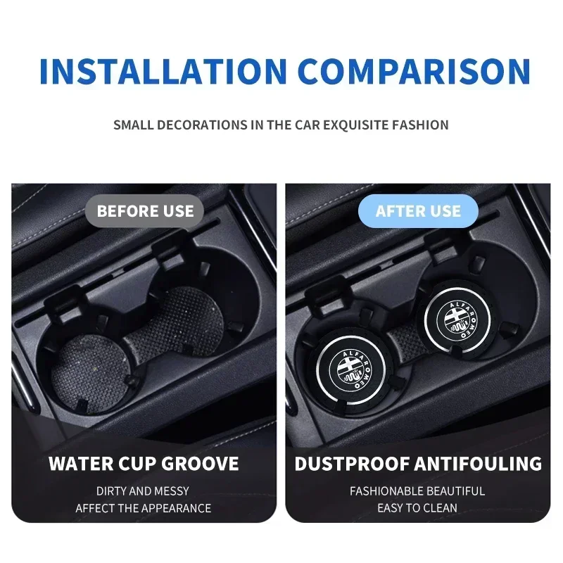 2pcs Car Anti Slip Insert Cup Coasters For Alfa Romeo 146 147 155 156 159 Stelvio Giulia Giulietta Mito GT Goods Car Accessories