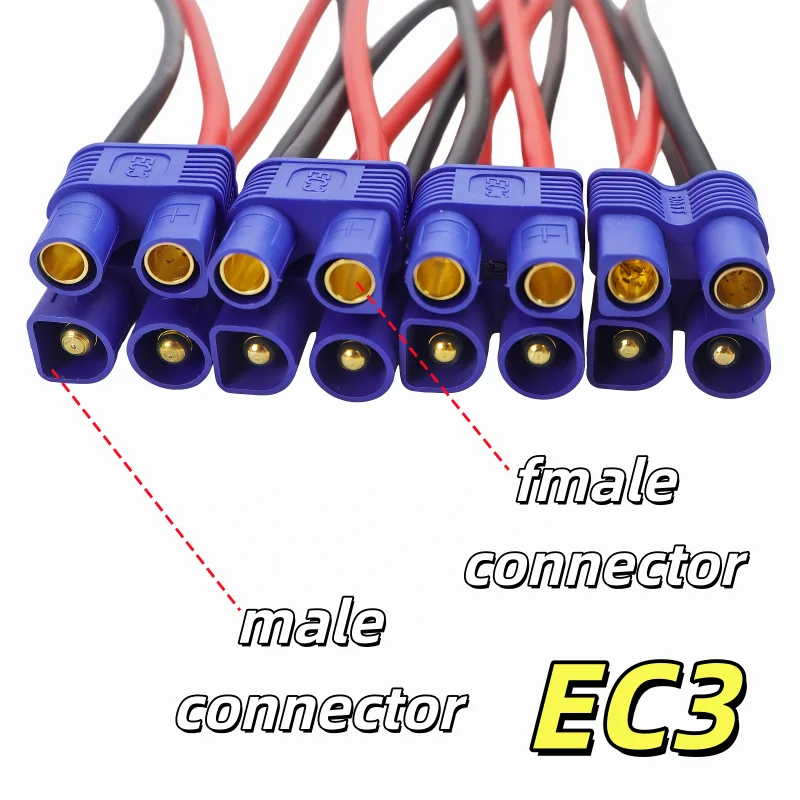 EC3 16AWG/EC5 14AWG Silicon Cable EC5 EC3 Plug/Socket RC Battery Toy Tail Plug Tail Length 10CM Wholesale