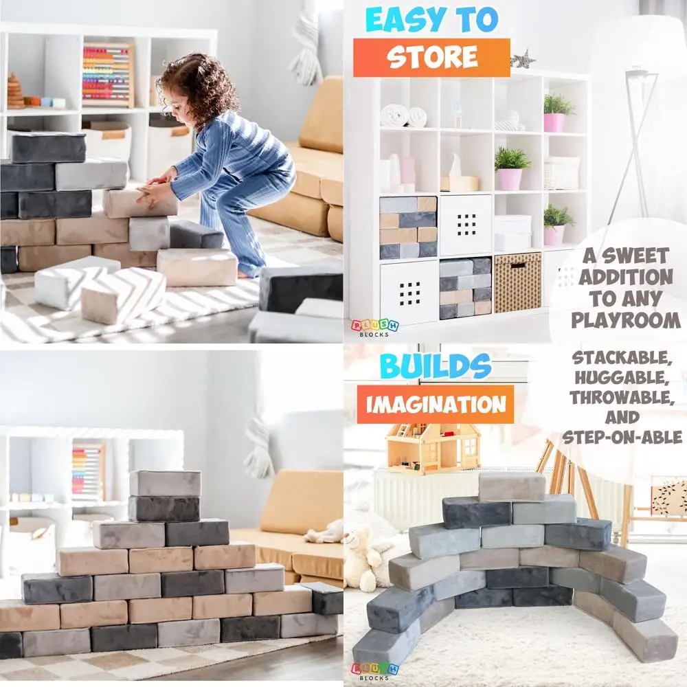 

Luxury Soft Fabric Covered Foam Building Blocks - 24-Piece Set for Kids: Castle Rock Edition