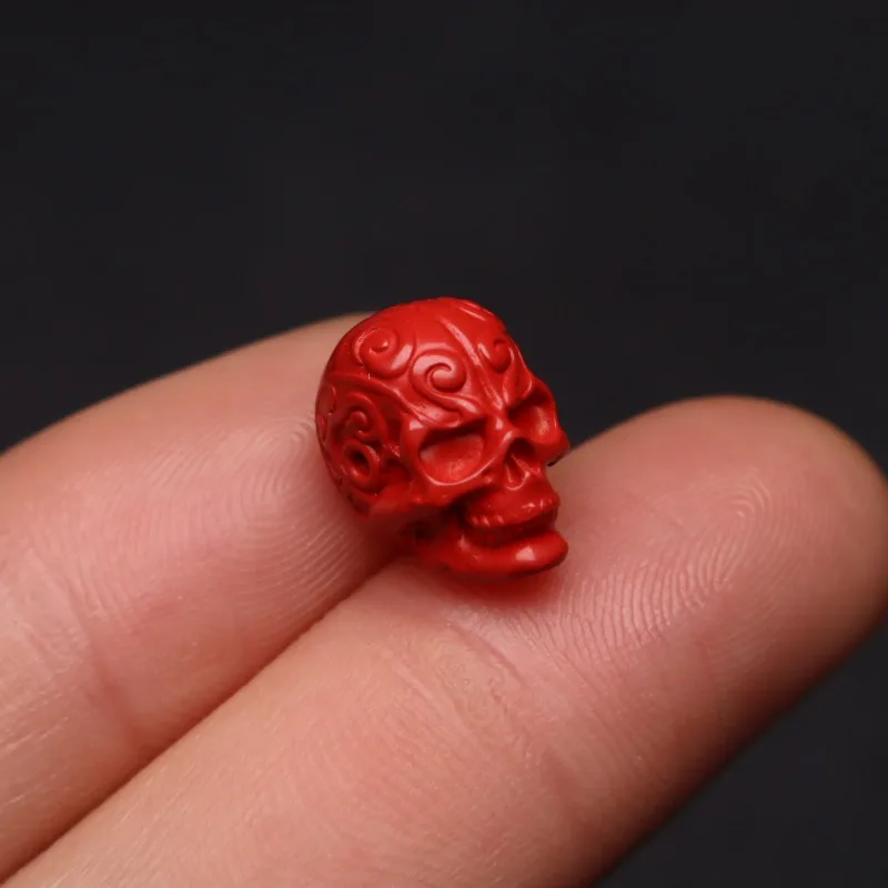 Natural cinnabar skull with bead back cloud pendant pendant jewelry accessories diyDIY bracelet accessories transfer
