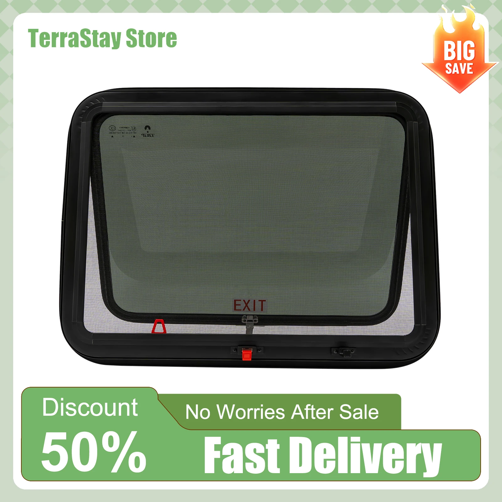 RV 푸시 아웃 윈도우 90 °   최대 개방형 방충망 프라이버시 보호 쉬운 설치 빠른 환기 햇빛 차단