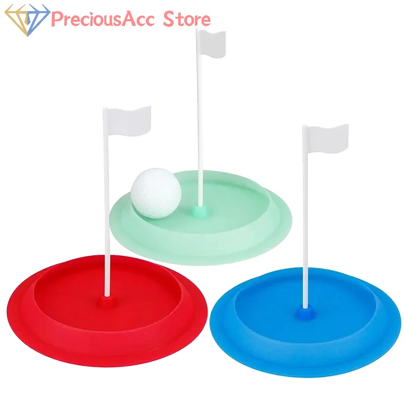 Golf Practice Hole Putting Cup All Direction Soft Silicone With White Target Flag Golf Hole Cup For Outdoor Indoor Training Aids