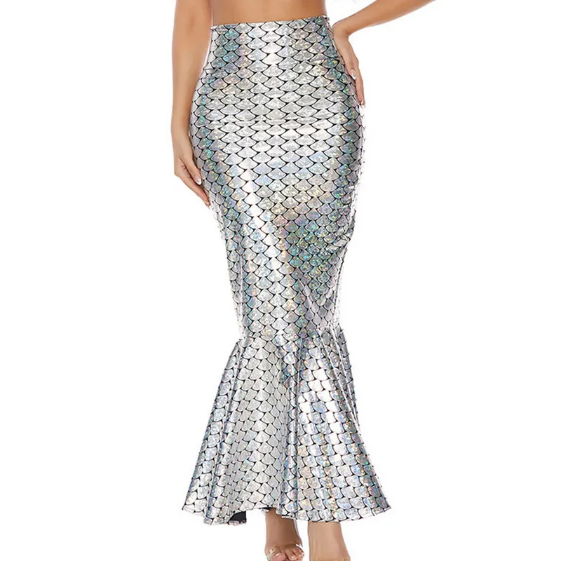 Costumi da sirena da donna Gonna a coda di pesce aderente a vita alta per abiti da festa di ruolo in maschera cosplay