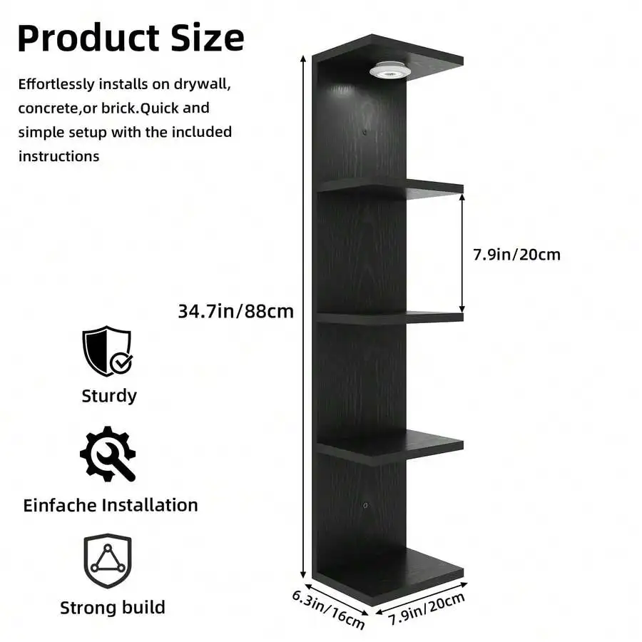 5 Tier Wall Mounted Shelf Unit, Floating Shelves, Room Decor, Wall Shelf For Home Decor Organizer Display, Wall Decor For Living Room, Bedroom, Office