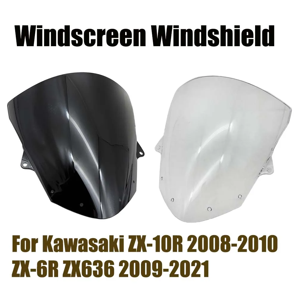 

For Kawasaki ZX-10R 2008-2010 ZX-6R ZX636 2009-2021Motorcycle Front Windshield Windscreen Windproof Air Wind Deflector Protector