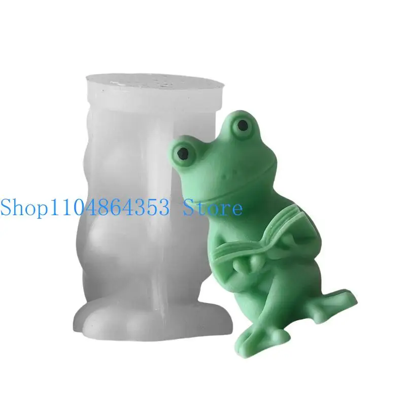 652F Leicht zu reinigende Silikon-Tierform für die Kerzenherstellung, 3D-Froschform-Ornamentform – Detail 2