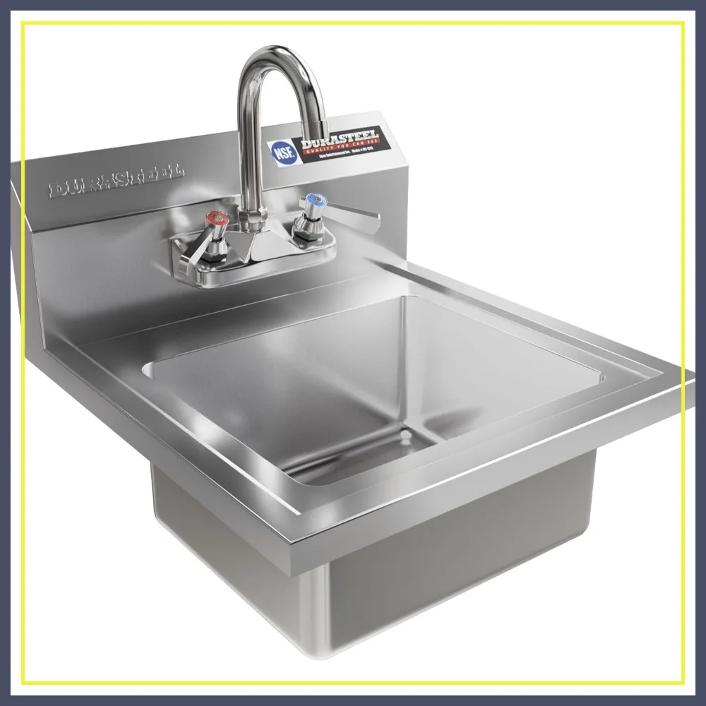 Commercial Wall Mount Stainless Steel Hand Sink 12x10x5.5 Inch with Faucet for Kitchen Laundry Bar