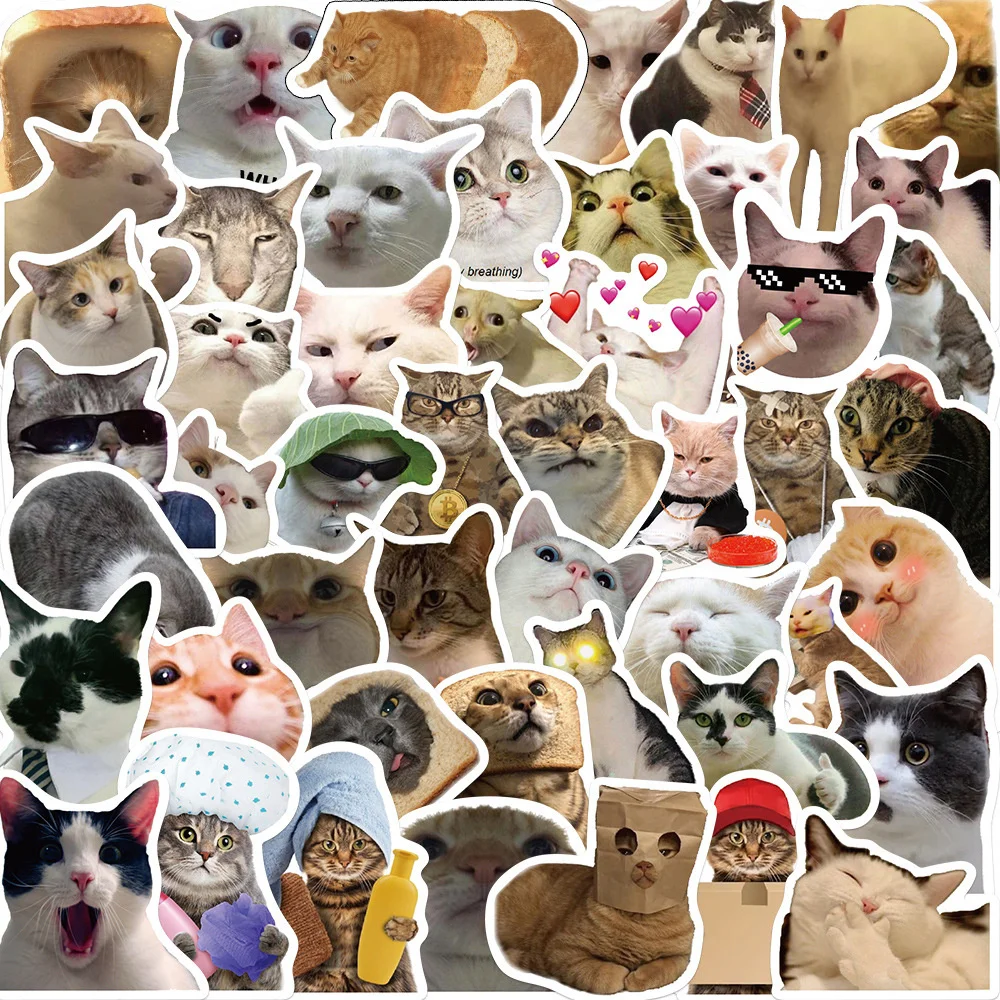 50pcs Cartoon Cat Waterproof Graffiti Sticker Aesthetic Decorative Luggage Cup Guitar Laptop Phone Notebook Kids Stickers