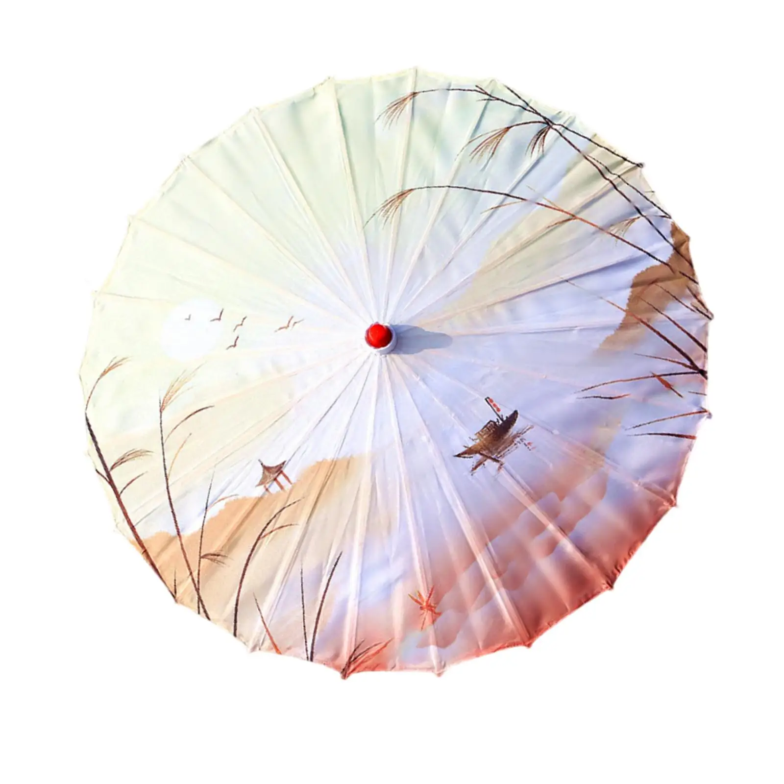 Handmade Chinese Parasol Oil Paper Umbrella Rainproof Sunshade Oriental Silk Decor for Wedding Photography Dance Cosplay Props