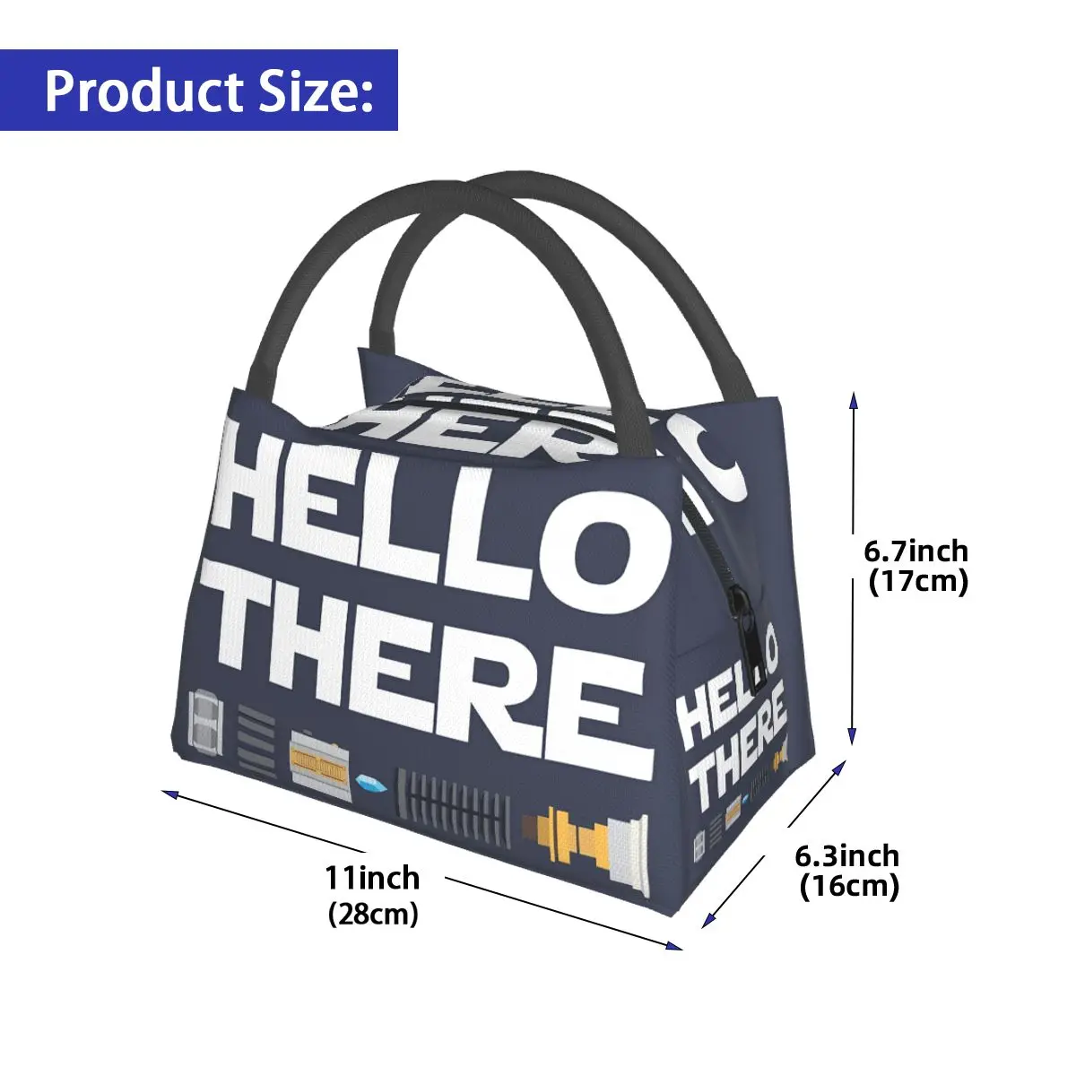 Hello There Insulated Lunch Bag for Women Picnic Storage Food Boxes Portable Container Cooler Thermal Lunch Box Tote